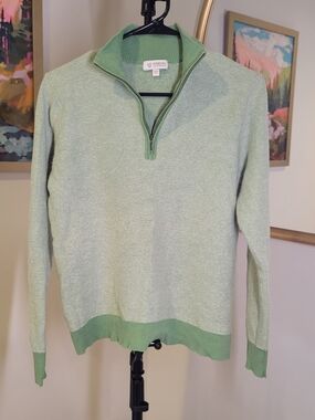 KINROSS CASHMERE Green Quarter Zip Long Sleeve Cashmere Sweater Women's Size L
